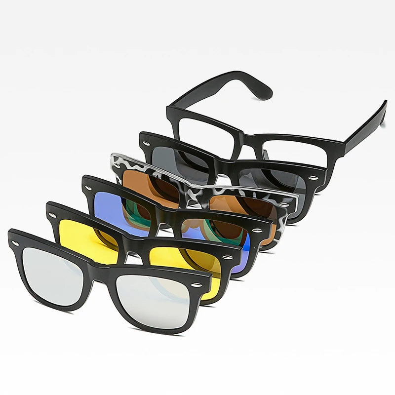 New TR90 Pilot Style Mirror Frame Set with Polarized Sunglasses & Clip-on Outdoor Riding Glasses UV400 Protection