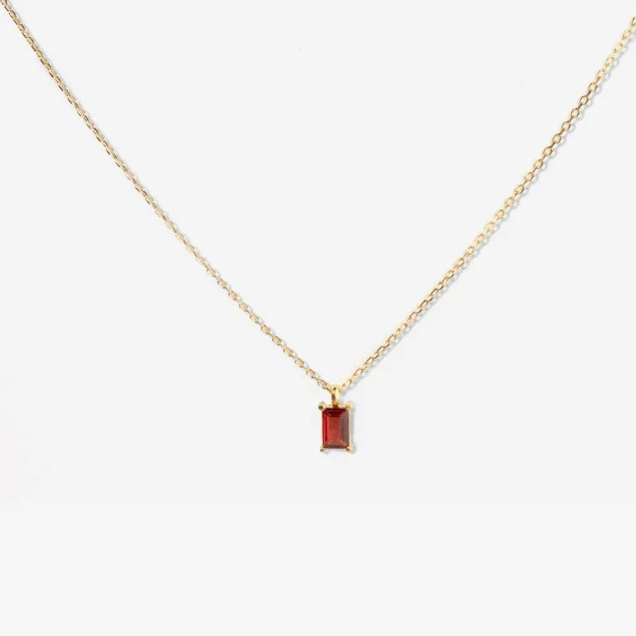 Simple Geometric Rectangular Zircon Diamond Pendant Necklace Women Jewelry Plated 18k Gold Chain Gemstone Zirconia Necklace