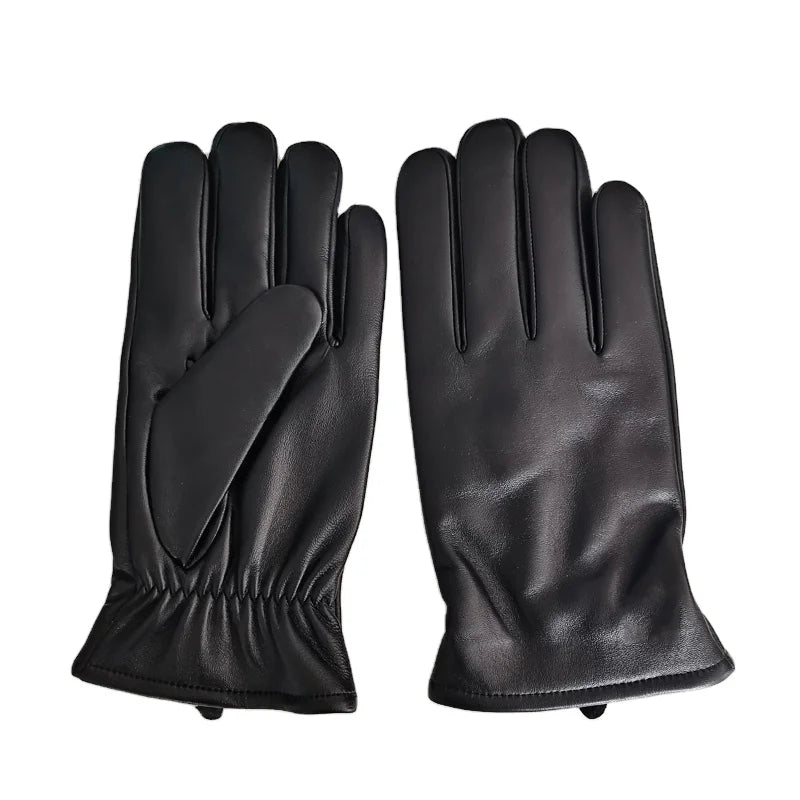 Sample Support High Quality Black Warm Winter Driving Sheepskin Leather for Men Women Plain Color Feature Mens Leather Gloves