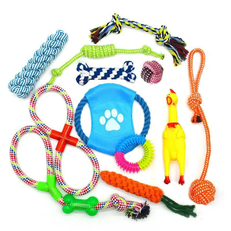 Factory Wholesale Custom 10-Pack Set of Eco-Friendly Cotton Pet Chew Toys Rope Dog Chew Toy for Dogs
