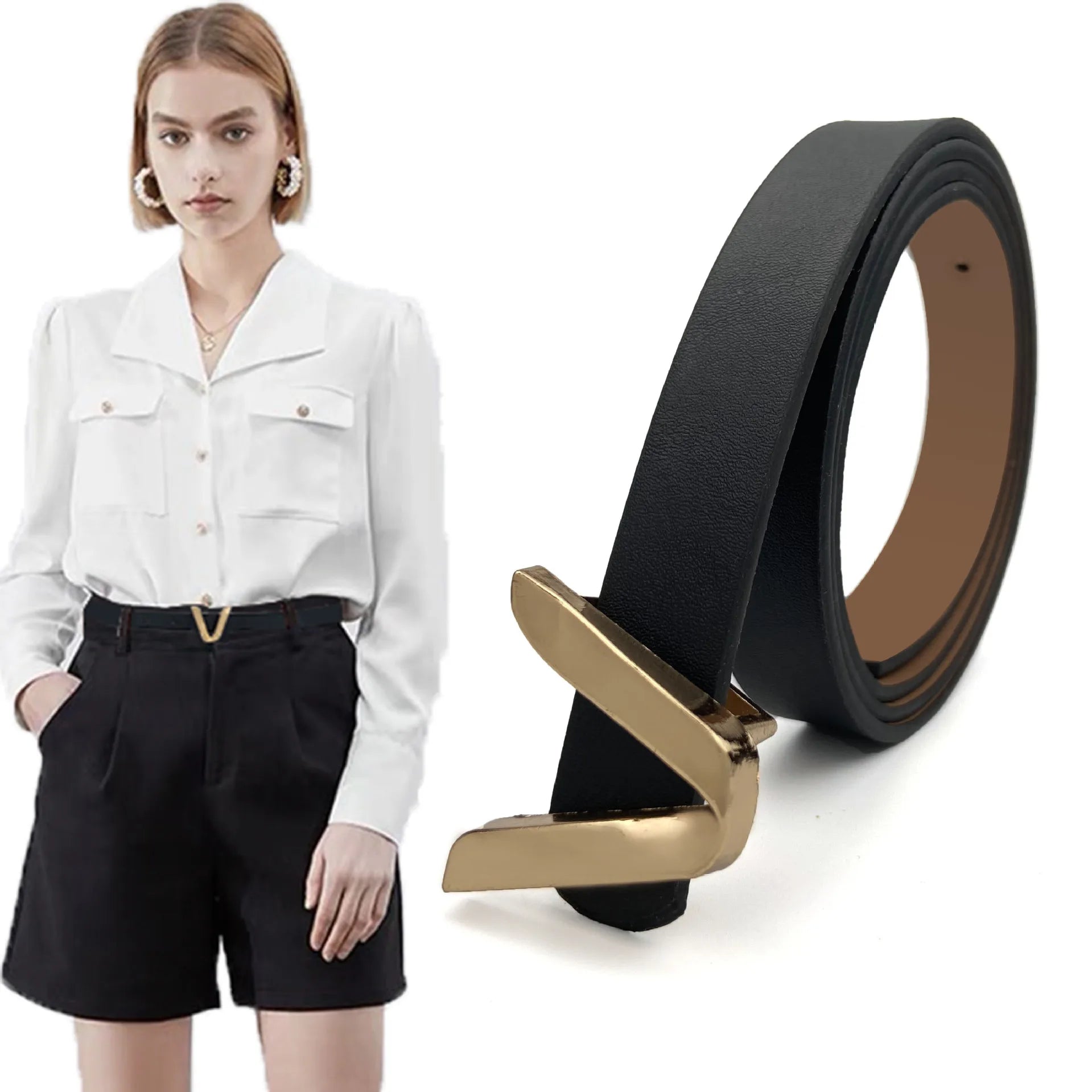 Women Skinny Leather Belt Adjustable Fashion Dress Belt Thin Waist Belts for Ladies Girls