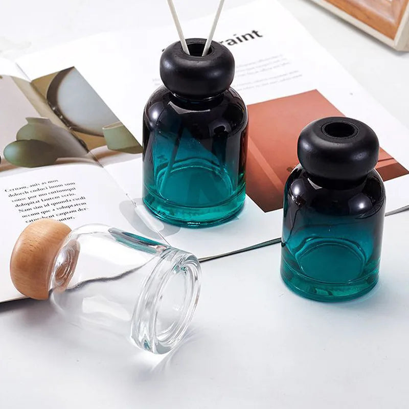 100ml 150ml 200ml 220ml Glass Perfume Diffuser Bottle air Freshener Perfume Glass Bottle with Wooden Cap and Reed Sticks