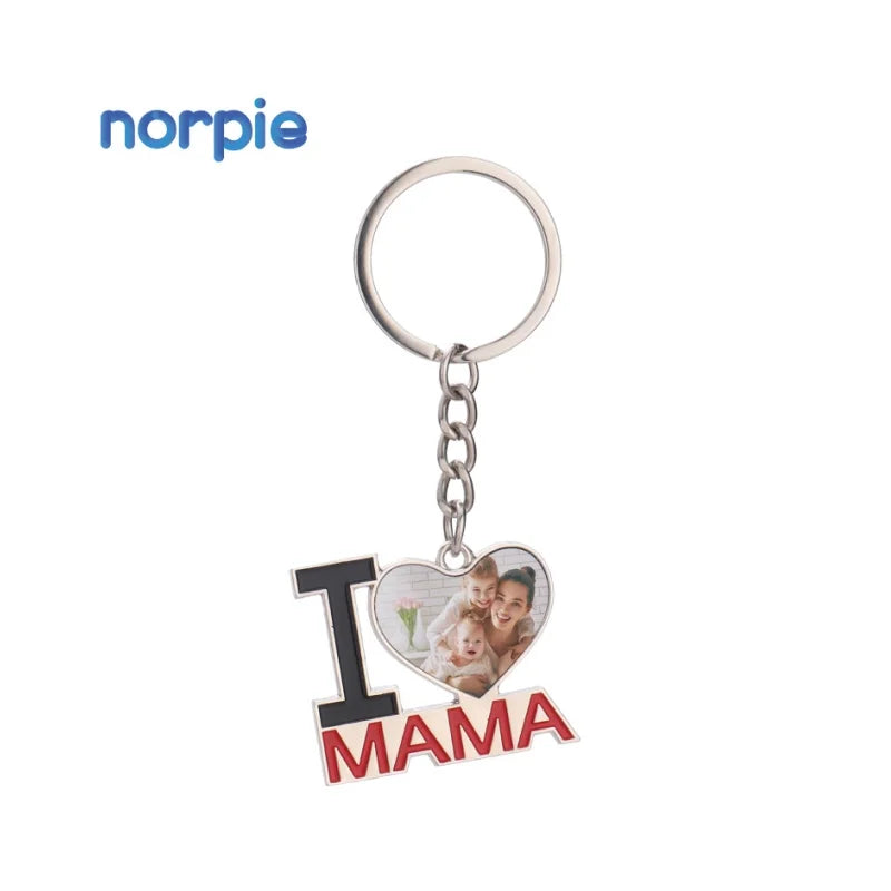 Mother's Gift Metal Letter I LOVE MAMA Keychain Sublimation Blank Metal Keychains