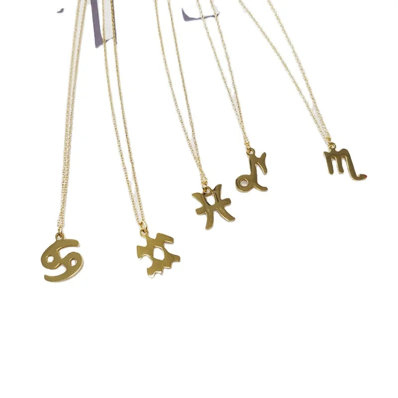 Simple Female Star Zodiac Sign 12 Horoscope Necklace Elegant Woman Tarnish Free Pendants Charm Zodiac Jewelry