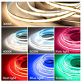 Spotless Copper COB LED Strip 24V High Density 480 LEDs/m 5m Flexible Voice Control RGB Light White/Red/Blue/Green Landscape