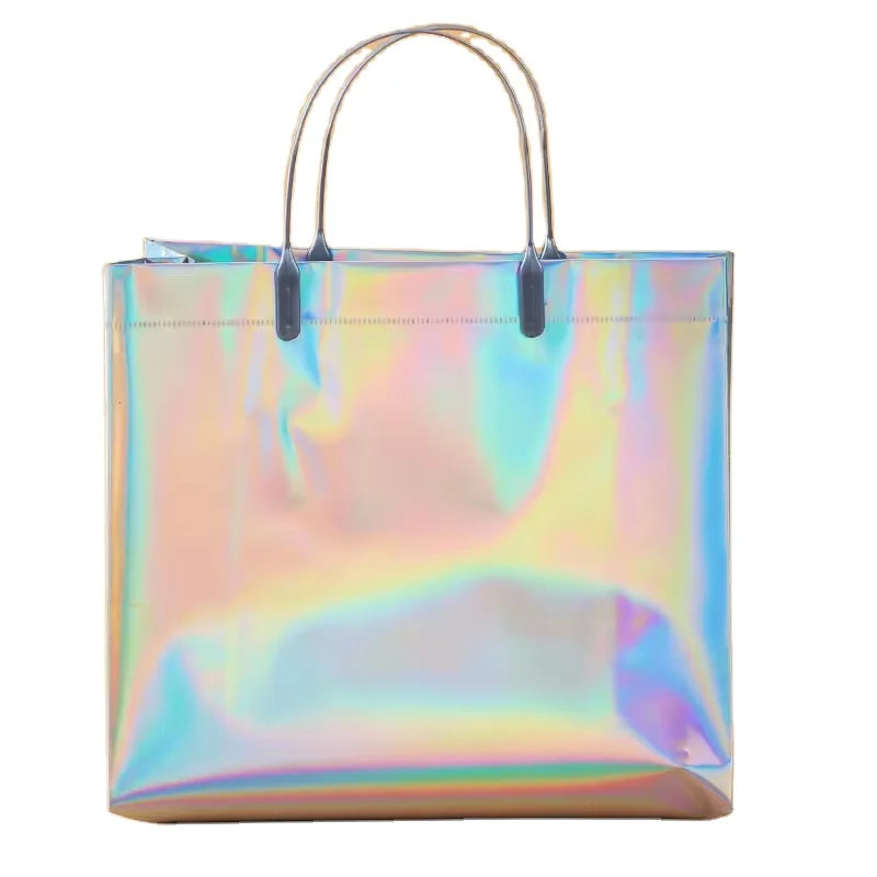 2024 Fashion Holographic Technology PVC Cosmetic Zipper Bags Waterproof with Highlight Logo Dot Pattern Style for Ladies