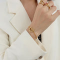 Dainty bracelets 2022 double layer link gold stainless steel bead heart bangle bracelet femme