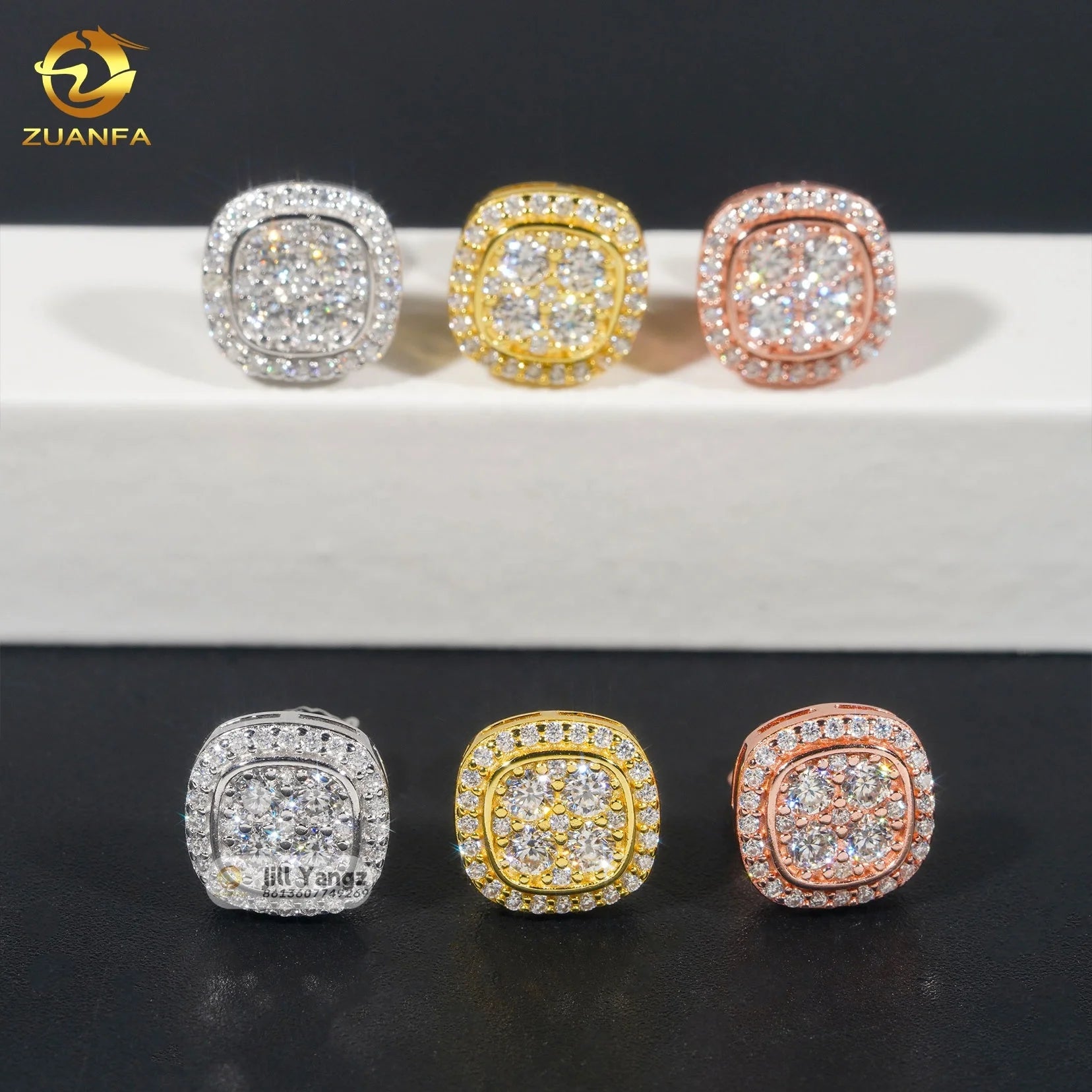Factory Direct VVS D Moissanite Stud Earrings 925 Sterling Silver Wedding Jewelry Accessories Hip Hop Jewelry Rock Diamond