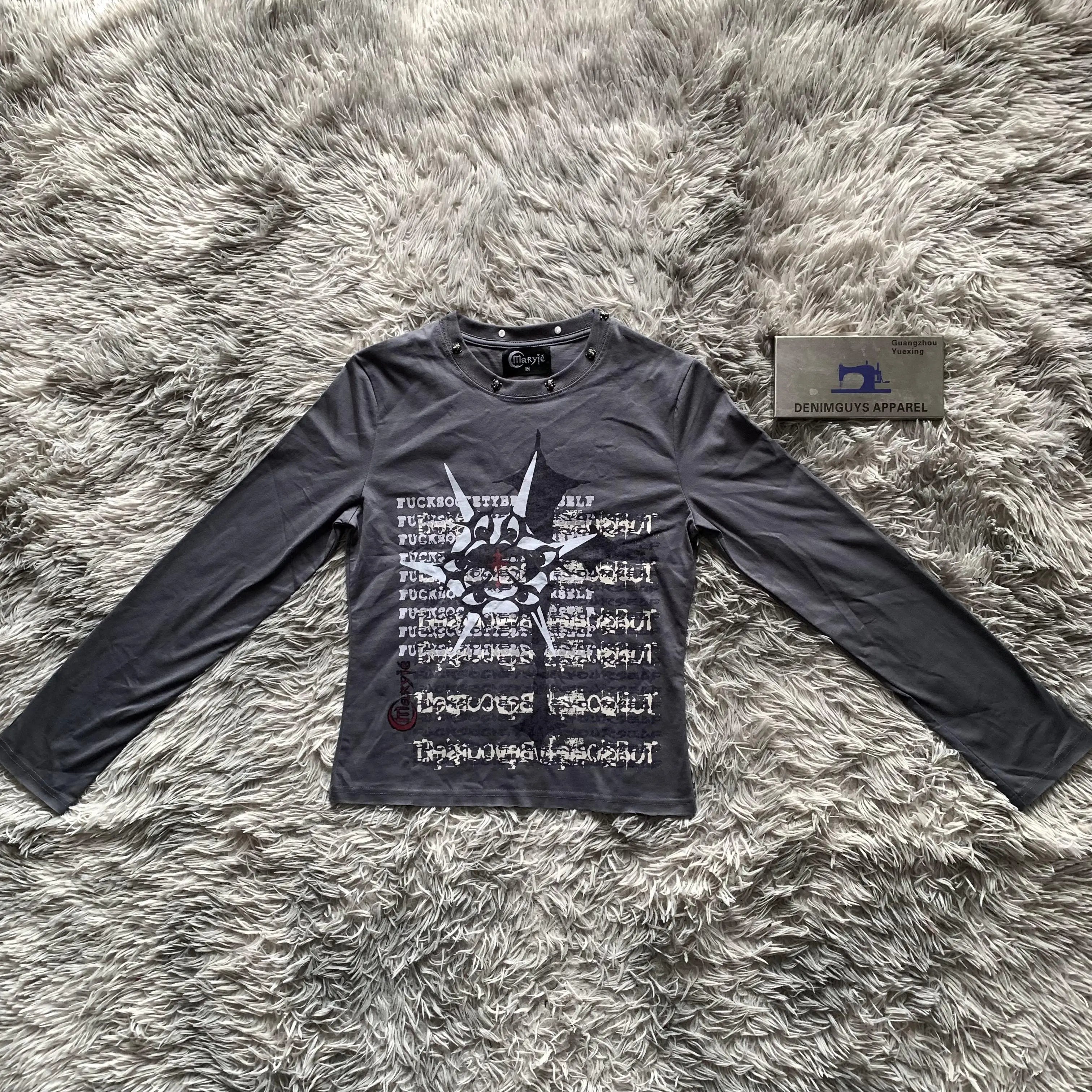 DENIMGUYS New Arrivals Graphic Print Round-neck Long Sleeve T-shirt Women's Spring Autumn Casual Street Slim-fit Top