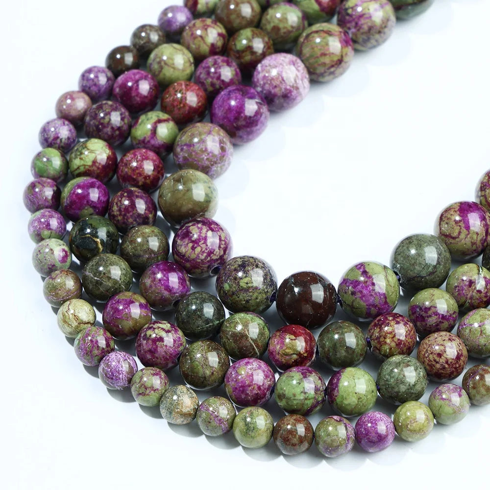 JSES A+ Natural Purple Stichtite 4 6 8 10mm Round Loose Gemstone Beads for Jewelry Making Wholesale Stone and Crystal Beads
