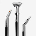 2Pcs Fan Shaped Double Layer Bristle Eyelash Brush Angled Eyeliner Brush Lower Eyelash Brush