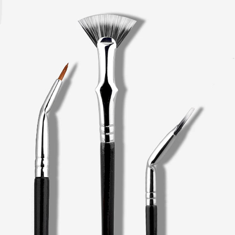2Pcs Fan Shaped Double Layer Bristle Eyelash Brush Angled Eyeliner Brush Lower Eyelash Brush