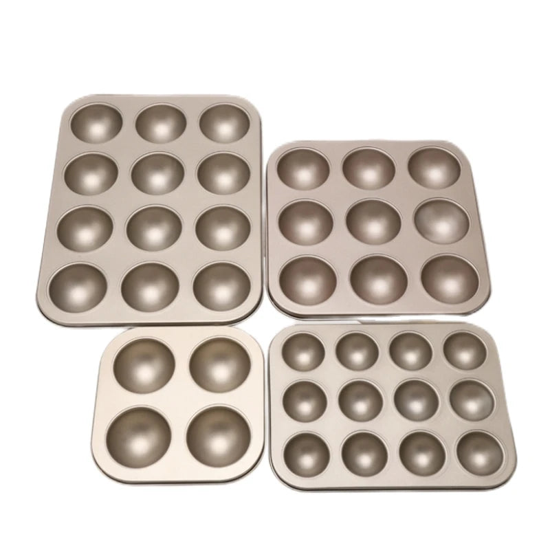 4/6/9/12 Cup Non-Stick Carbon Steel Bakeware Muffin Pan 3D Ball Molding Pan Half Ball Spheres Cupcake Pan