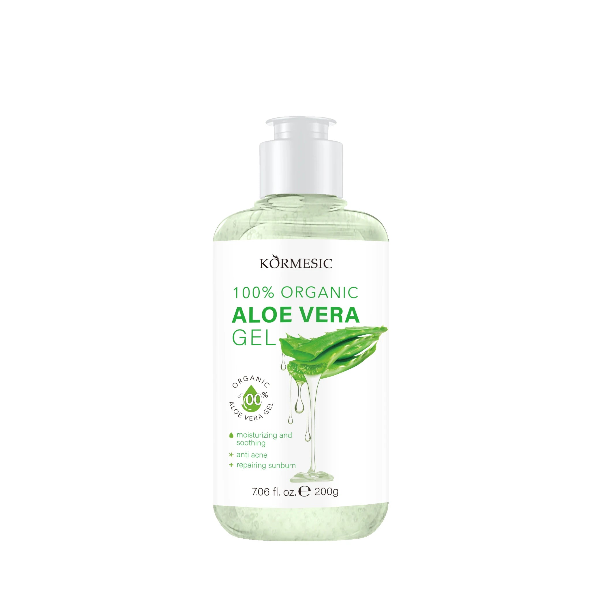 OEM ODM Kormesic  Private Label Natural Aloe Extract Deep Moisturizing Organic Soothing Gel Aloe Vera for Face Gel