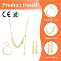 Maple Leaf Shape Natural Design Couple Pearl Jewelry Stainless Steel Pendant Necklace Bracelet Earring Jewelry Sets for Women