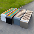 Colorful Outdoor Iron Art Bench Simple Modern Design Durable Rest Furniture for Parks and Courtyards