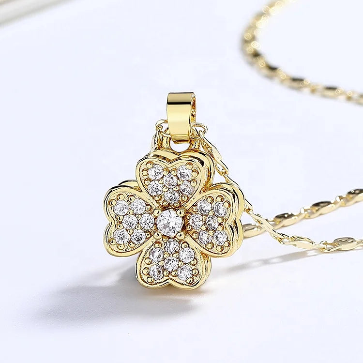 Delicate Flower Shapes Originality 18K Gold Plated White Zircon Fine Custom Pendant Pendants for Necklace