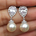 CAOSHI Fancy Women Silver Plated Teardrop Crystal Zirconia Earrings Wholesale Daily Causal Pearl Dangle Pendant Earrings