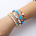 24 Colors Soft Polymer Poly Clay Acrylic Plastic Bead Beaded Bracelet Stackable Bracelets Set 4pcs Handmade Jewelry for Women