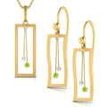 Brazilian Trendy Crystal Jewelry Set Brass & CZ Stone Double Pendulum Necklace & Earrings for Ladies