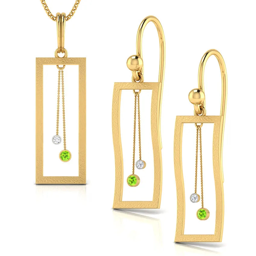 Brazilian Trendy Crystal Jewelry Set Brass & CZ Stone Double Pendulum Necklace & Earrings for Ladies