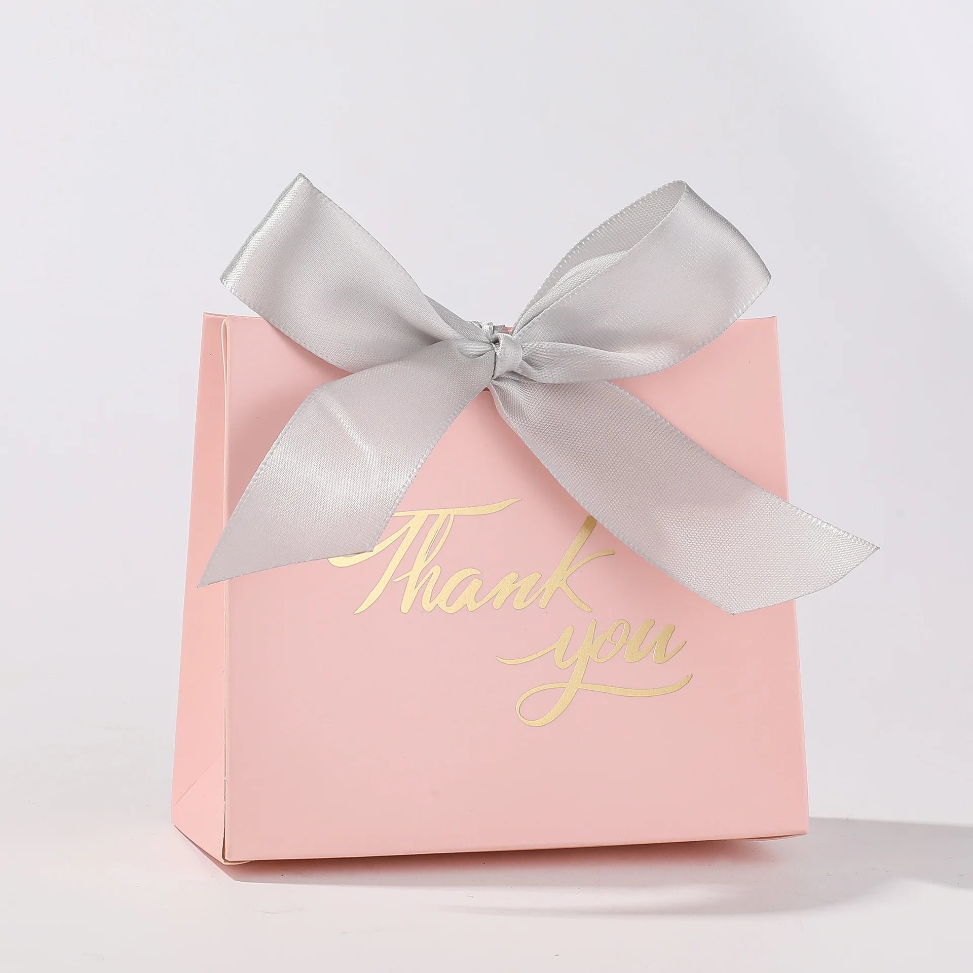 Sweet Wedding Favor Thank You Packaging Gift Box with Ribbon Luxury Cardboard Candy Chocolate Gift Boxes with Gold Stamping