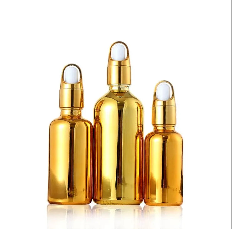 New Fancy 5ml 10ml 15ml  20ml 30ml 50ml 100ml Electroplate Glass Dropper Bottle With Flower Basket Cover