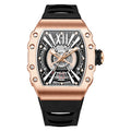 HANBORO East Rise Series Men's Automatic Mechanical Watch Square Pointer Stainless Steel 5BAR Water Resistant Luminous Rubber