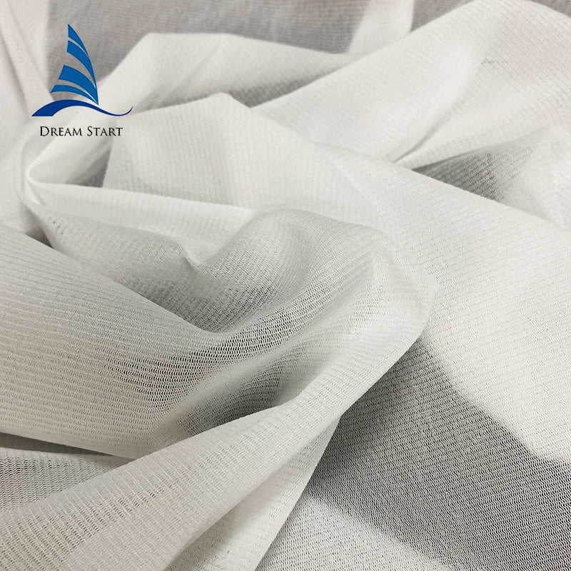 59" White 100% Nylon Fabric High Quality Soft Power Mesh Spandex Skin-Friendly Shrink-Resistant for Girls Dresses