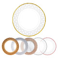 Eco-Friendly Silver Marble Textured Glass Plate with Gold Rim Wholesale Charger Plate for Wedding Parties and Restaurants