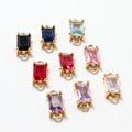 6mm Tiny Shiny Brass Gold Plated CZ Colored Zircon Square Connector Charm Wholesale Jewelry Findings