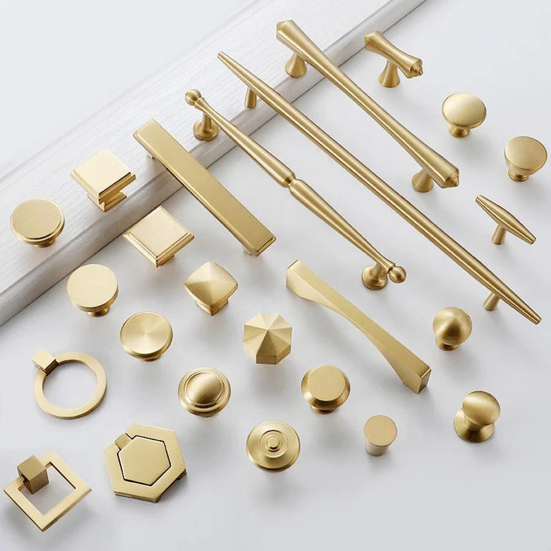 Hot Sale Brass Gold Cabinet Handles Furniture Wardrobe Cupboard Pull Drawer Knob