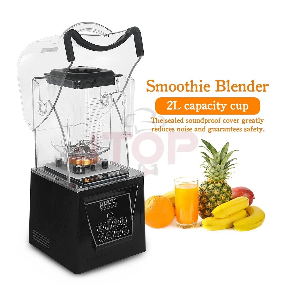 Smoothies Blender with Sound-Proof Cover Professional Industrial Blender Commercial 2L Blender