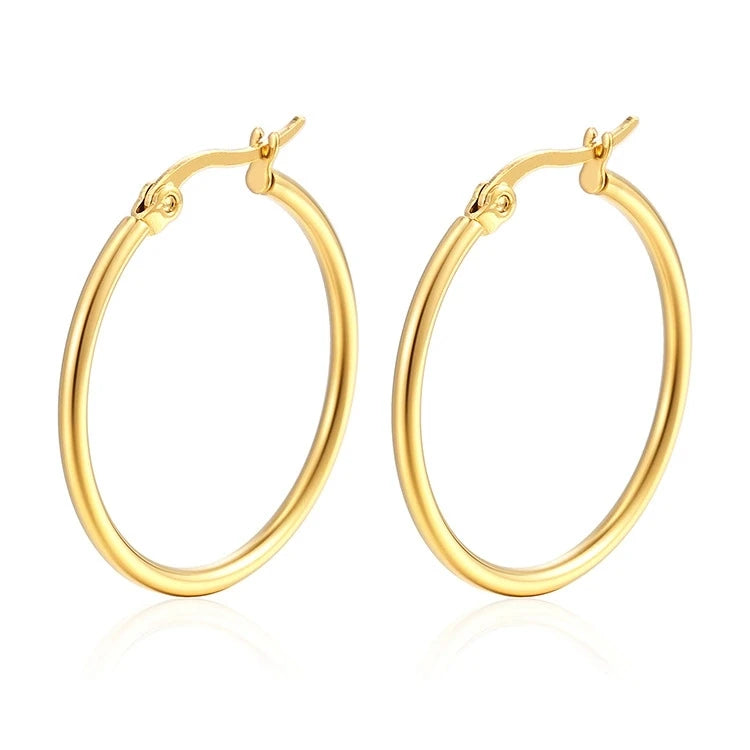 Hot-selling Earrings for Women Versatile Fashion Exaggerated Large Circle Plain Hoop Stainless Steel Jewelry Earrings