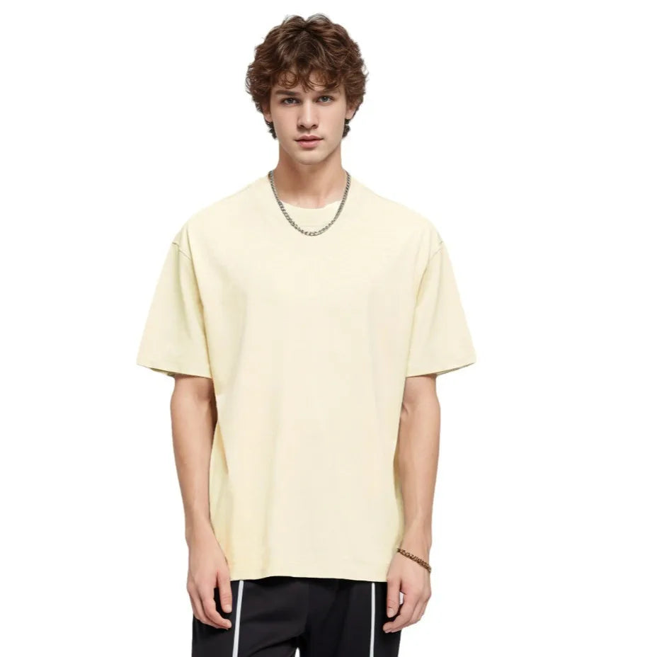 Custom logo Multi Color 100% Cotton Crew Neck Short Sleeved 220gsm 20 Yarn Count Loose Mens t Shirts Causal Streetwear Top Tees