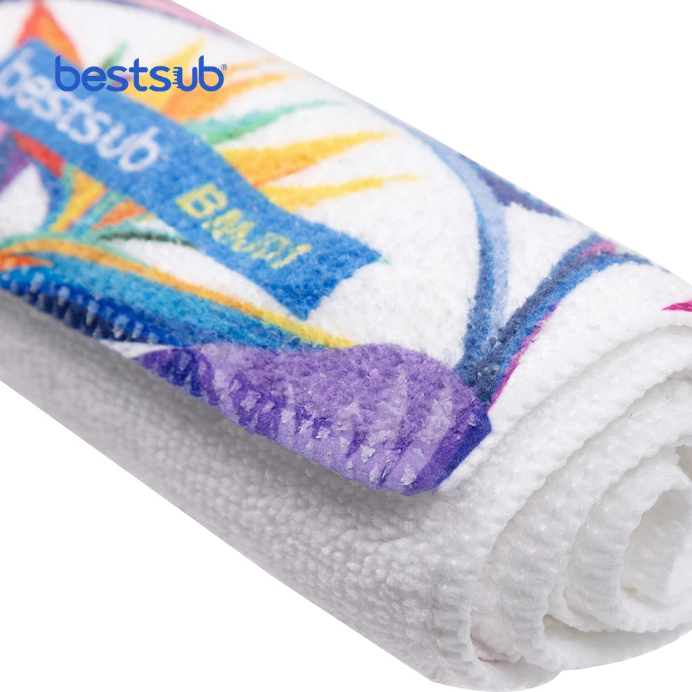 BestSub Knitted Polyester Sublimation Blank Car Sports Yoga Compressed Microfiber Towel with Custom Logo