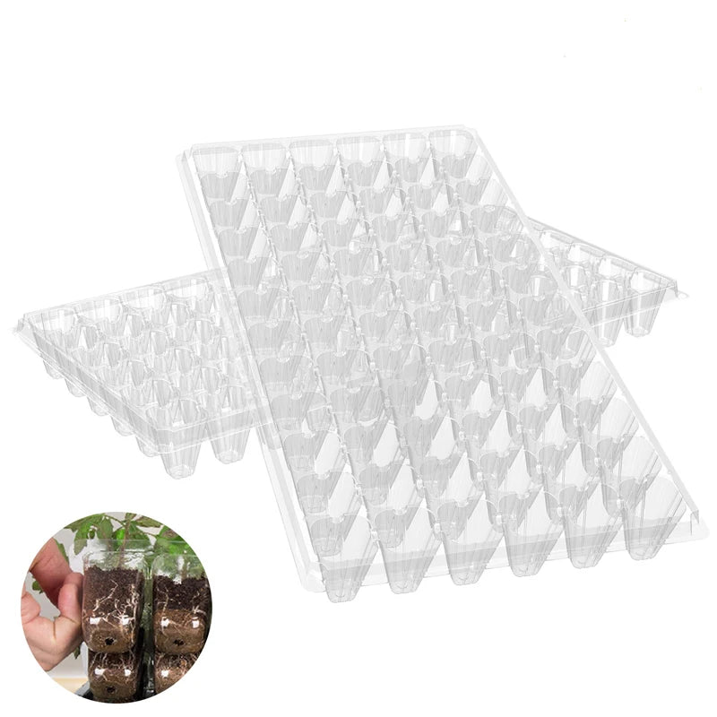 72 Cells Plug Plastic Seed Transparent Plug Tray Germination Vegetable Nursery Plant Greenhouse Seedling Trays