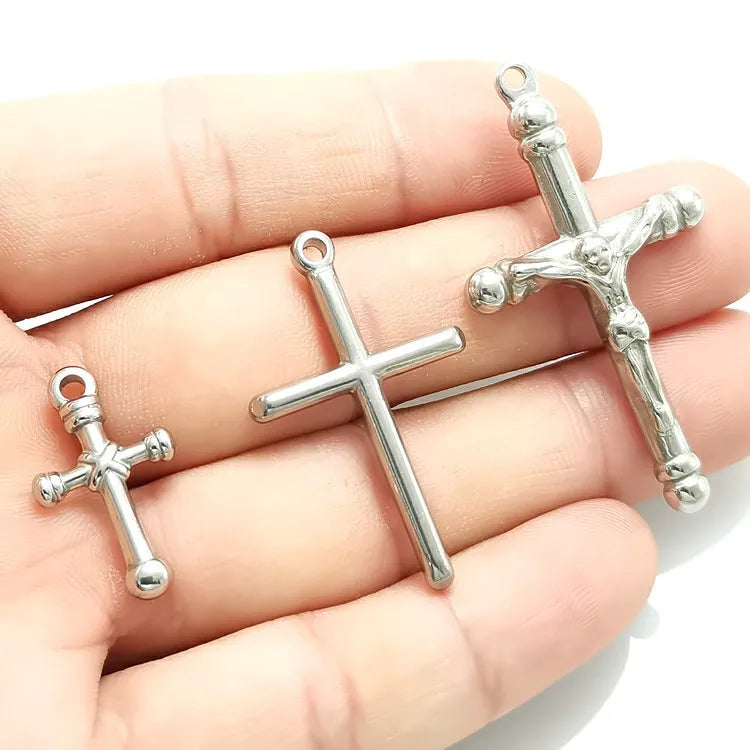 Stainless Steel Jesus Cross Pendant Fashion Simple Punk Style Retro Cross Pendant Charm for Diy Jewelry Wholesale