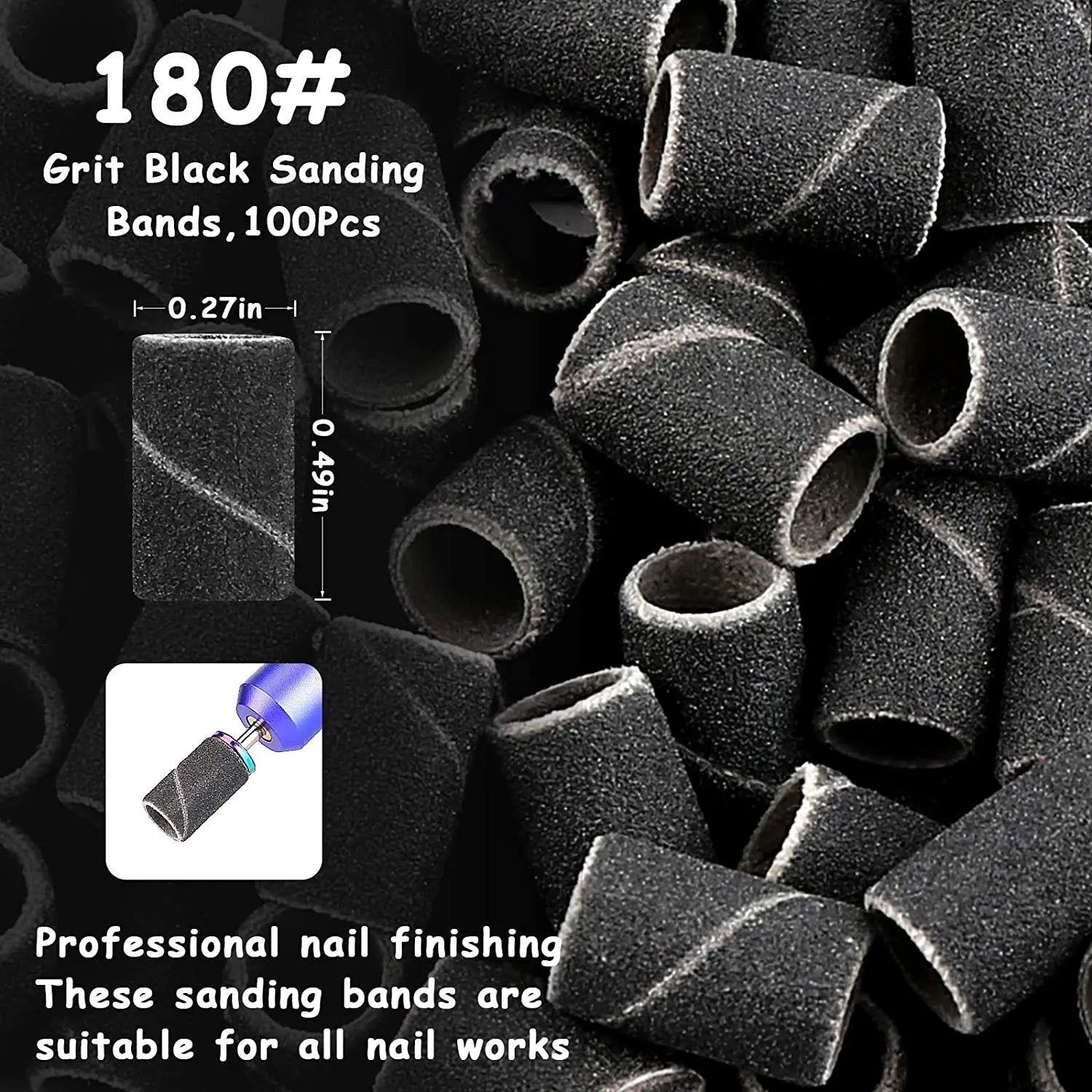 100Pcs Aluminum Oxide Nail Sanding Bands 80/120/180/240 Grit Disposable Electric Nail Drill Manicure Pedicure Salon Supplies