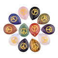 Bohemian Peace Symbol Crystal Pendant Natural Stone Waterdrop Beads for DIY Jewelry Healing Crystal Set Gifts