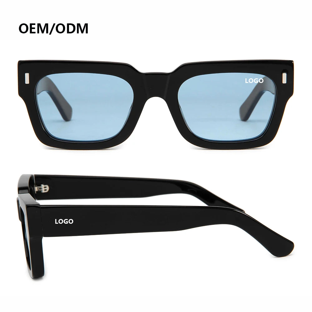 Rectangle Shape Men's High-End Sunglasses Gafas Acetate Shades Polarized Lenses Classical Fashion Style Square Frame Glass