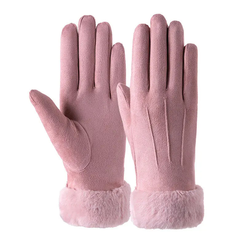 Women Gloves Autumn Winter Cute Furry Warm Mitts Full Finger Mittens Women Outdoor Sport Female Gloves Screen