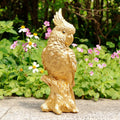 Golden Parrot Resin Figurine Hand-painted Imitation Tree Stump Base Elegant Luxurious Holiday Interior Decoration Accessory for