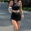 2026 Summer Crop Top and Drawstring Mini Skirt Set New Fashion Causal Skirt Sets Women 2 Piece Outfits