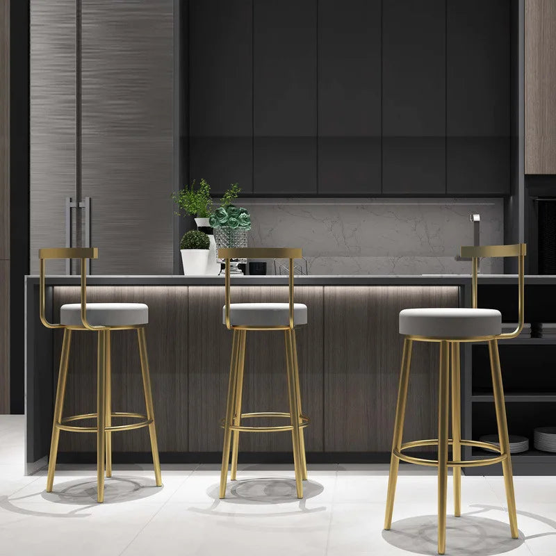Metal Gold Stool Chair bar Kitchen Counter Chair Velvet bar Stools Nordic Minimalist Iron bar Chair