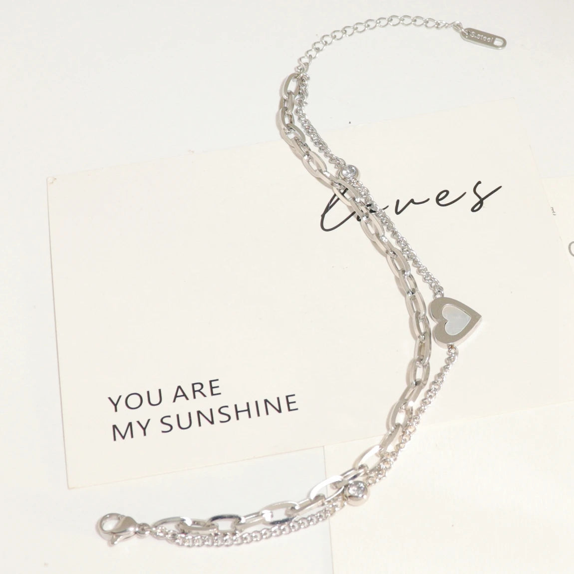 2026 Creative Double Layered Stainless Steel Enamel Bracelet Wholesale Fashion Charms Handmade DIY Pendant Chain Jewelry