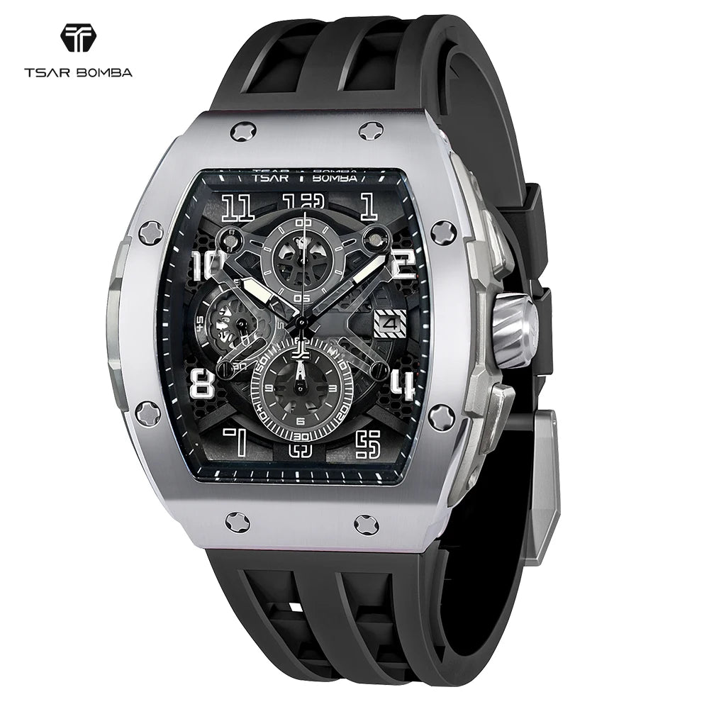 New Arrival Top Brand Luxury Business Fashion Quartz Wristwatch Tonneau Stainless Steel Band Water Resistant Chronograph for Men