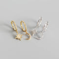 YHE0233 925 Sterling Silver Earring 18k Gold Plated Earring Stud Star Moon With Zircon Earring Jewelry 2020