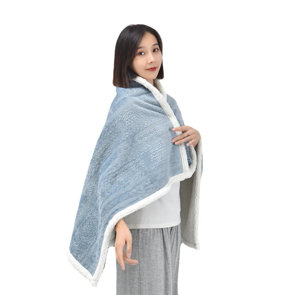 Soft and Comfortable Home Fringed Blanket Fleece Tippet Shawl Throw Blanket 100% Polyester Lazy Blanket