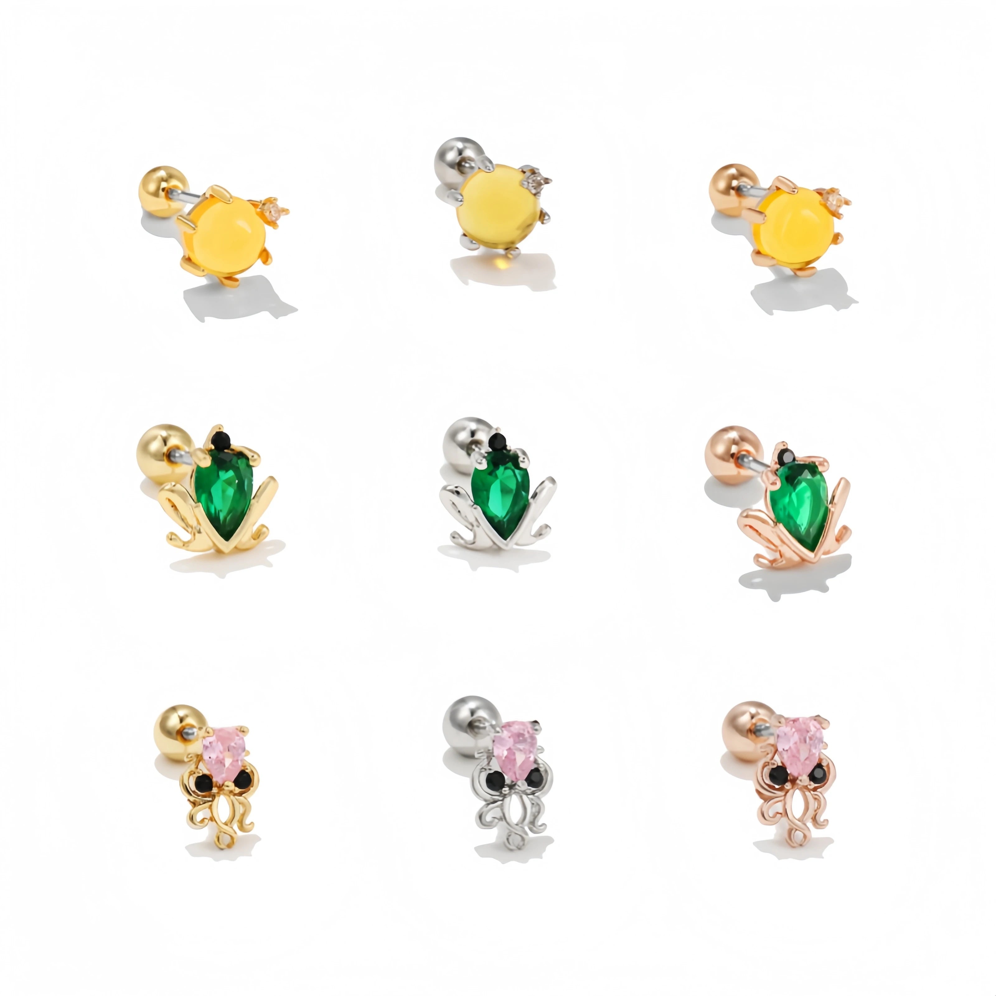 3A Zircon Animal Nature Stud Earrings Trendy Piercing Jewelry Unique Wildlife Inspired Crystal Ear Accessories for Women